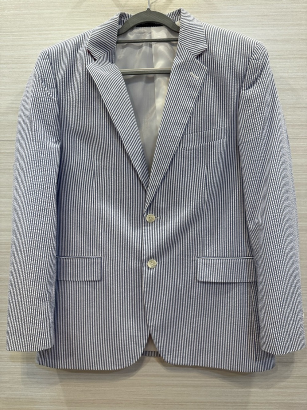Alan Flusser Blue & White Seersucker Sport Coat 40R